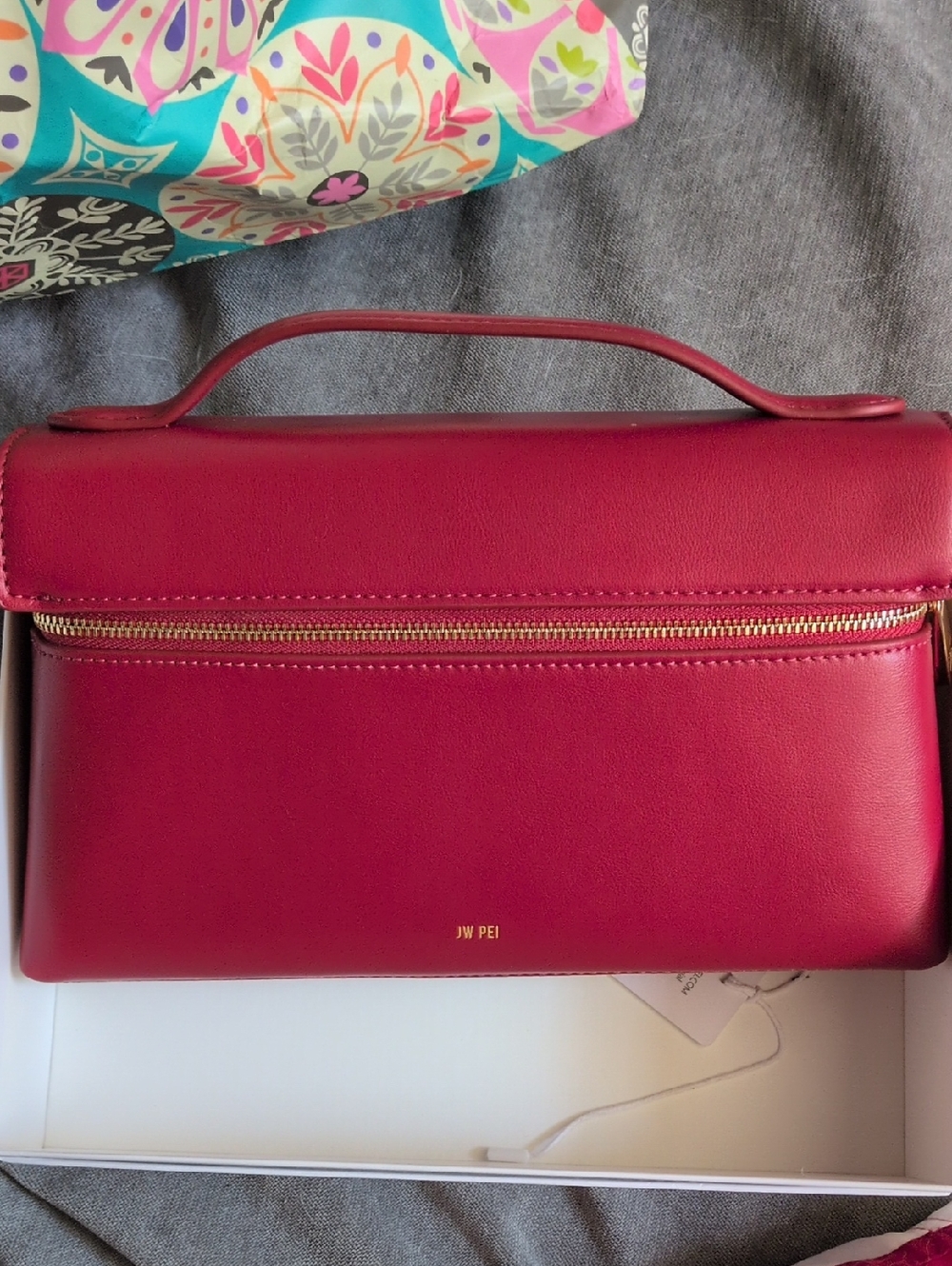 JW PEI Rosewood Top-Handle Satchel with Gold Hardware
